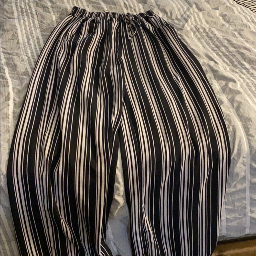 Stripped, loose pants